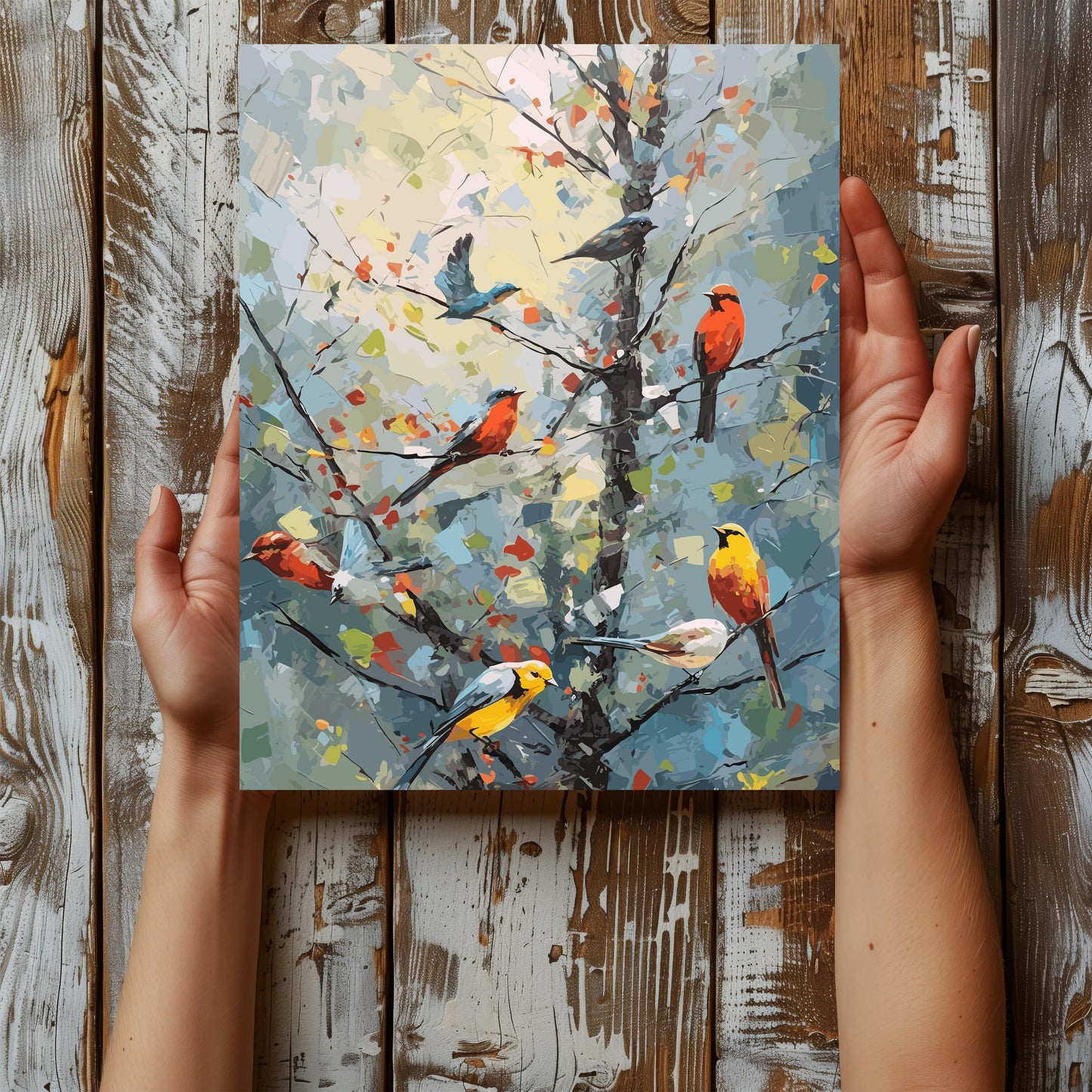 Birds Painting Canvas, Bird Canvas Wall Art, Canvas Print, Watercolor Flower Art Print, Birds Painting, Birds on Branch, Birds on Canvas