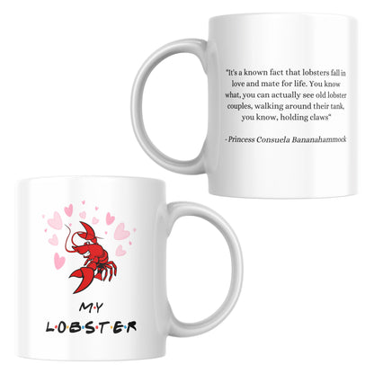 Customized Friends Lobster Mug for Valentines Day & Anniversary Gift. Lobsters Mate for Life Quote.